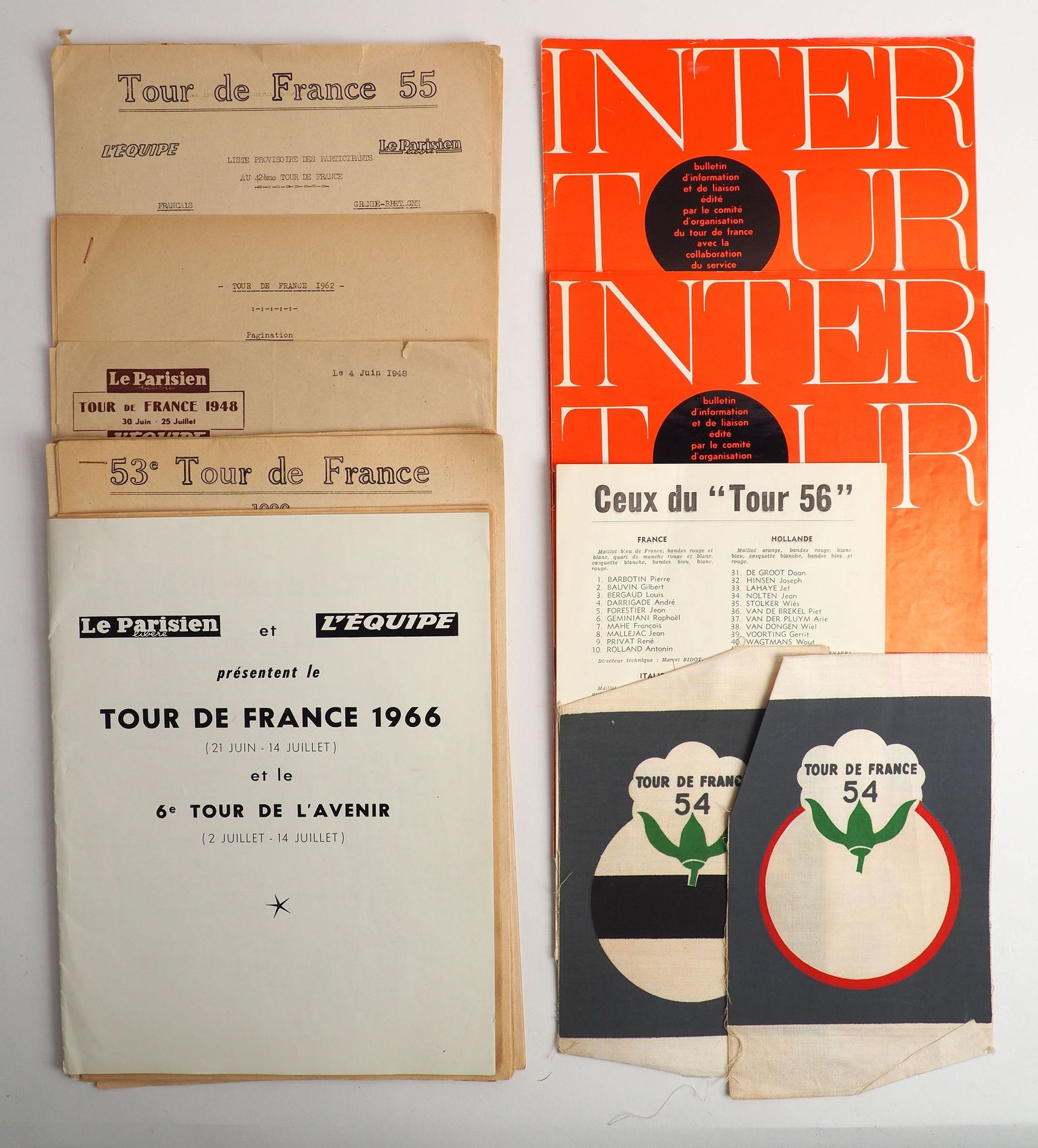 Null Cyclisme/Tour/Tours 1948, 54, 55, 56, 62, 66. Exceptionnel ensemble sur l'o&hellip;