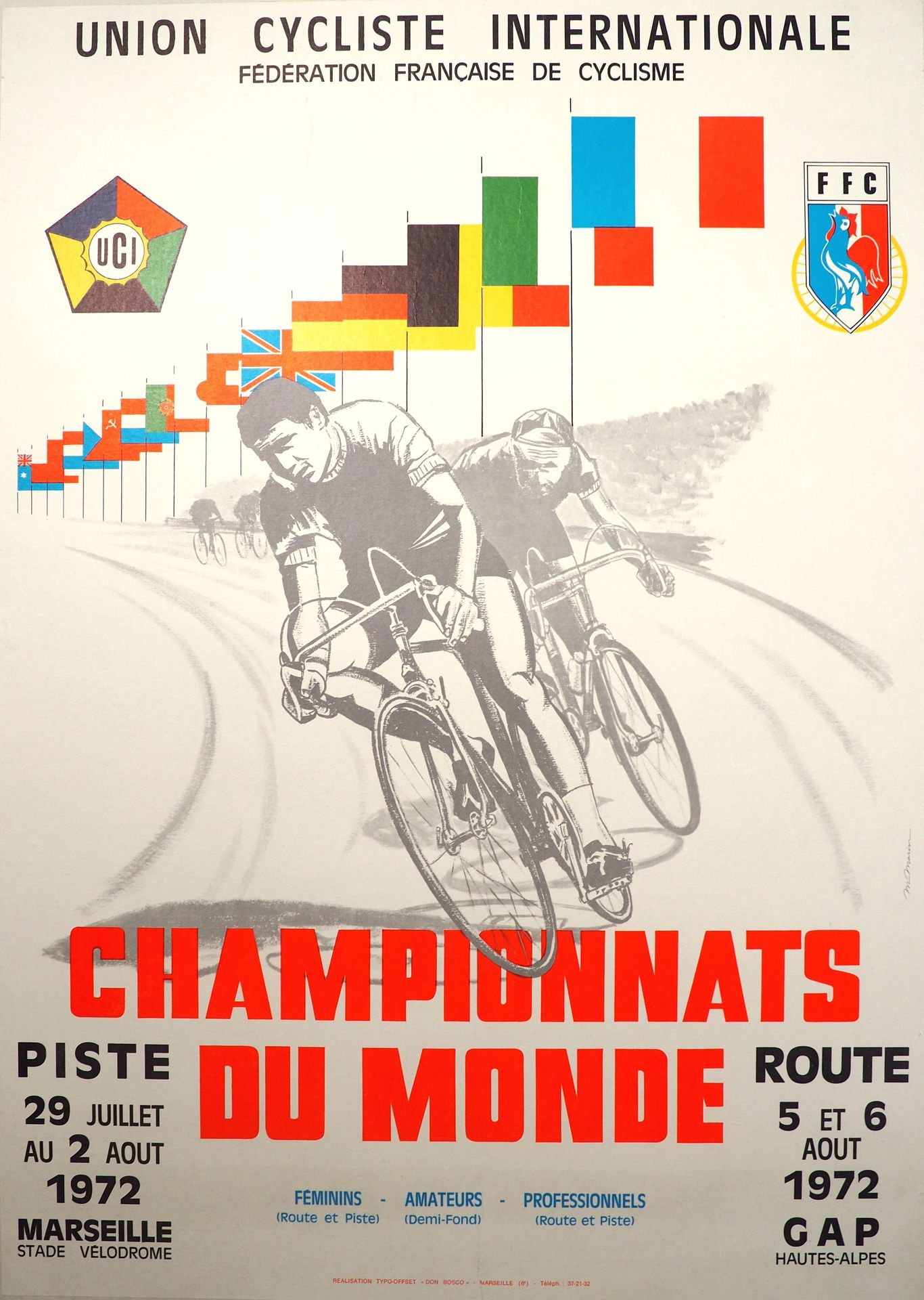 Null Cycling/Arc-en-Ciel/Gap/Marseille/Stade Vélodrome. Canvas poster announcing&hellip;