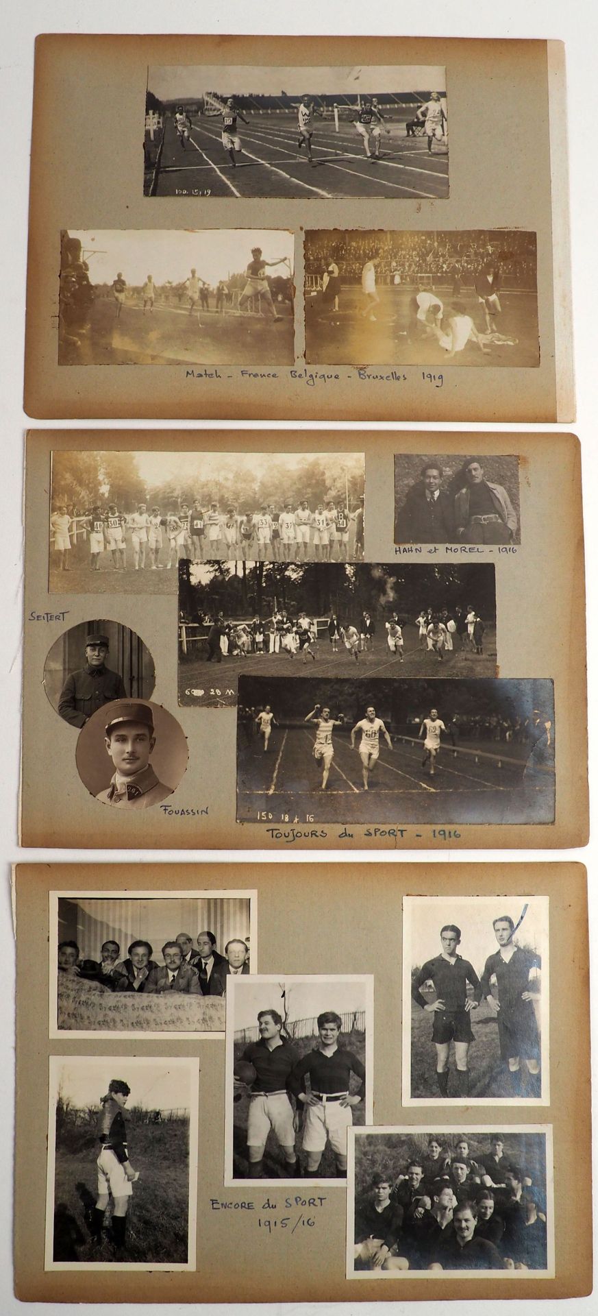 Null 田径运动/ 1916-1920年左右的两块板，10张照片，包括1919年法国-比利时在布鲁塞尔的比赛前后的3张。恩格尔贝特收藏。一所联合学校 Brég&hellip;