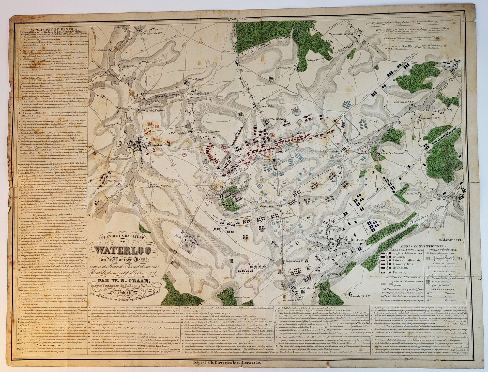 Null NAPOLEON - WATERLOO / "Plan de la Bataille de Waterloo" von W.B. Craan, ver&hellip;