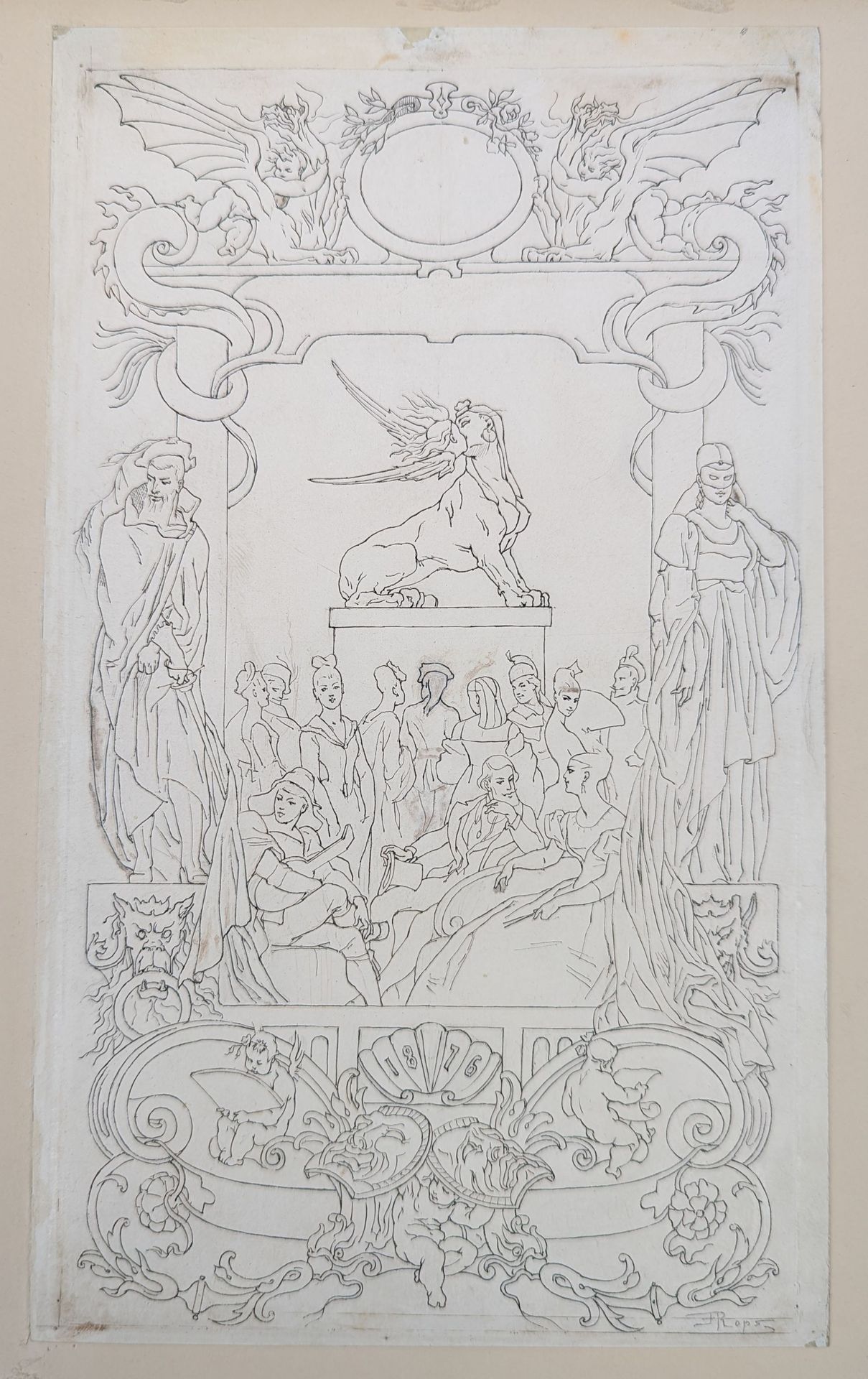 Null 菲利西安-罗普斯 (1833-1898)
阿尔弗雷德-德-穆塞的正面插图，1876年
纸上水墨，右下方有铅笔签名
1876年阿尔方斯-勒梅尔（Alph&hellip;