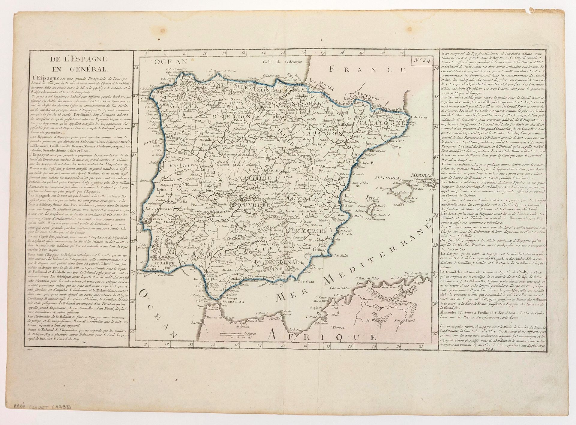 Null 11张西班牙和葡萄牙的地图。11张地理图的图版。总体状况良好："De l'ESPAGNE en général" (Abbé Clouet 1793)&hellip;