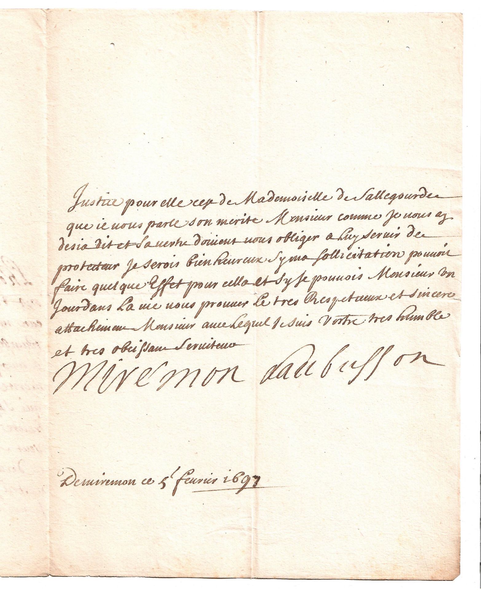 Null DORDOGNA. 1697. AUBUSSON DE MIREMONT - Jean IV, D'AUBUSSON Marchese di MIRE&hellip;