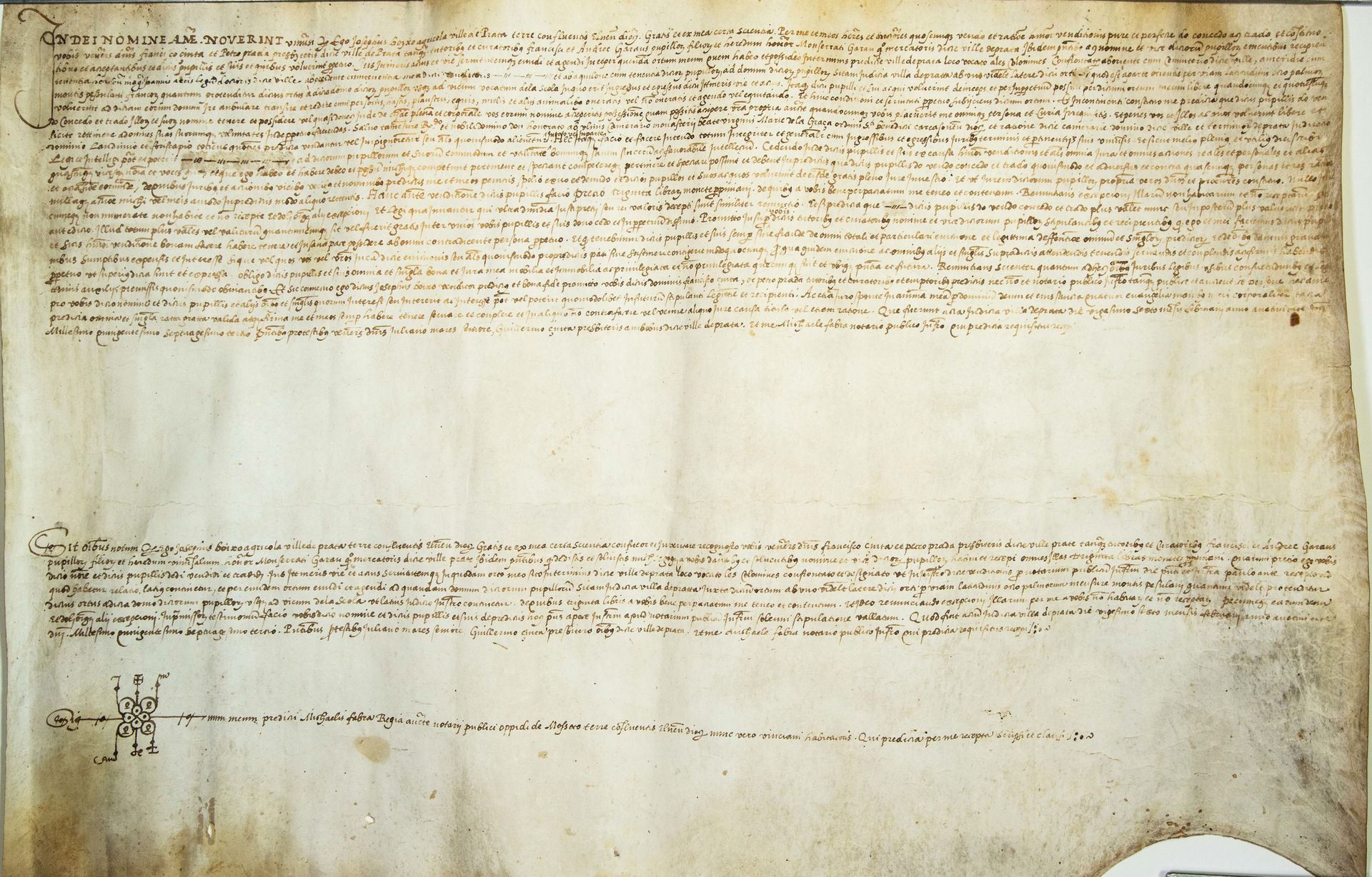 Null 东部比利牛斯省。1573.PRADES ELNE教区。大羊皮纸（44 x 64厘米）。1573年的拉丁语或加泰罗尼亚语的宗教手稿。