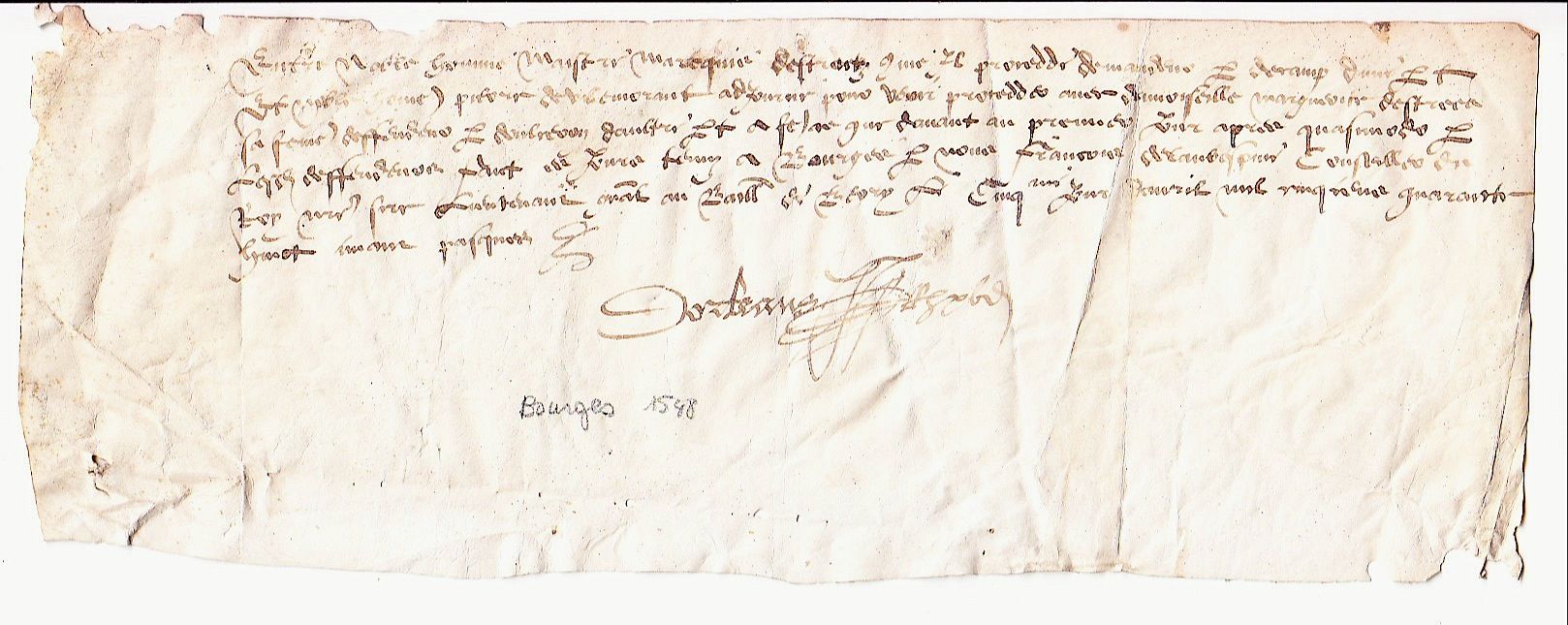 Null BERRY. BOURGES. Charta vom 5. April 1548. Rechtssache "Zwischen Noble Homme&hellip;