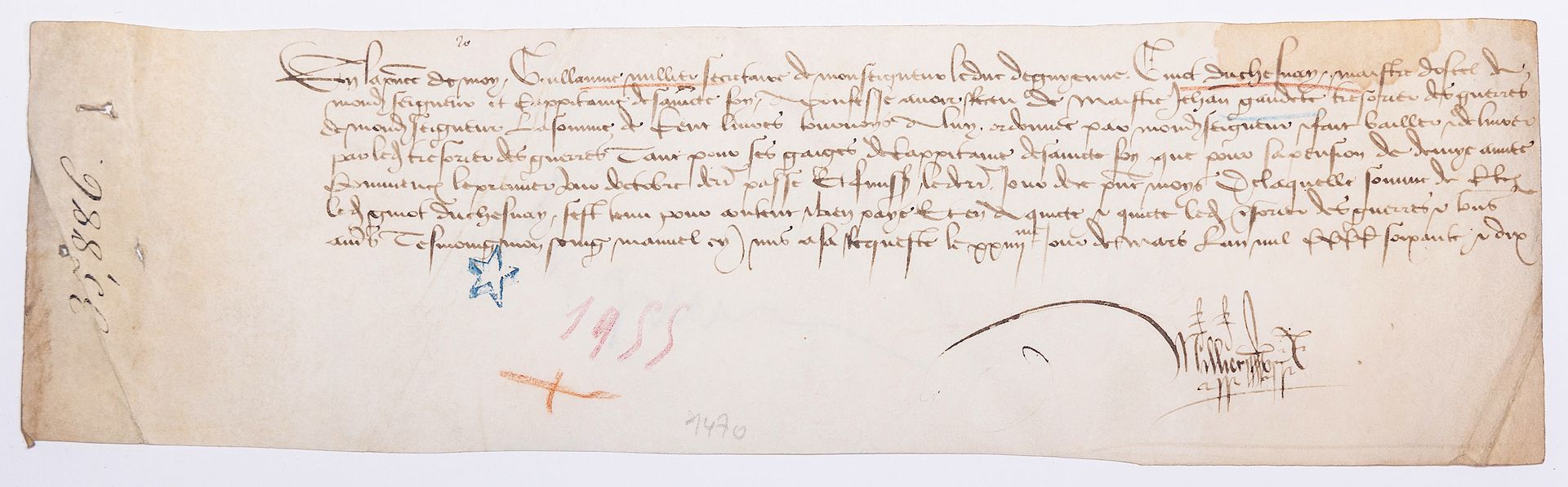 Null GUYENNE. 1470. SAINTE-FOY-LA-GRANDE (33). Guillaume MILLIER, Secrétaire de &hellip;