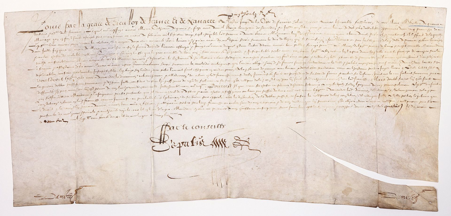 Null ARIÈGE. 1632. SAVERDUN. Lettre royale concernant une Dot exprimée dans une &hellip;