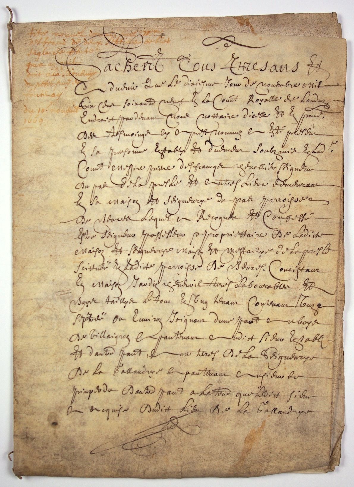 Null VIENNA.BEUXES 1669.PAS的Seigniory。羊皮纸书11页（28 x 20）。1669年11月10日在LOUDUN（86）皇家法&hellip;