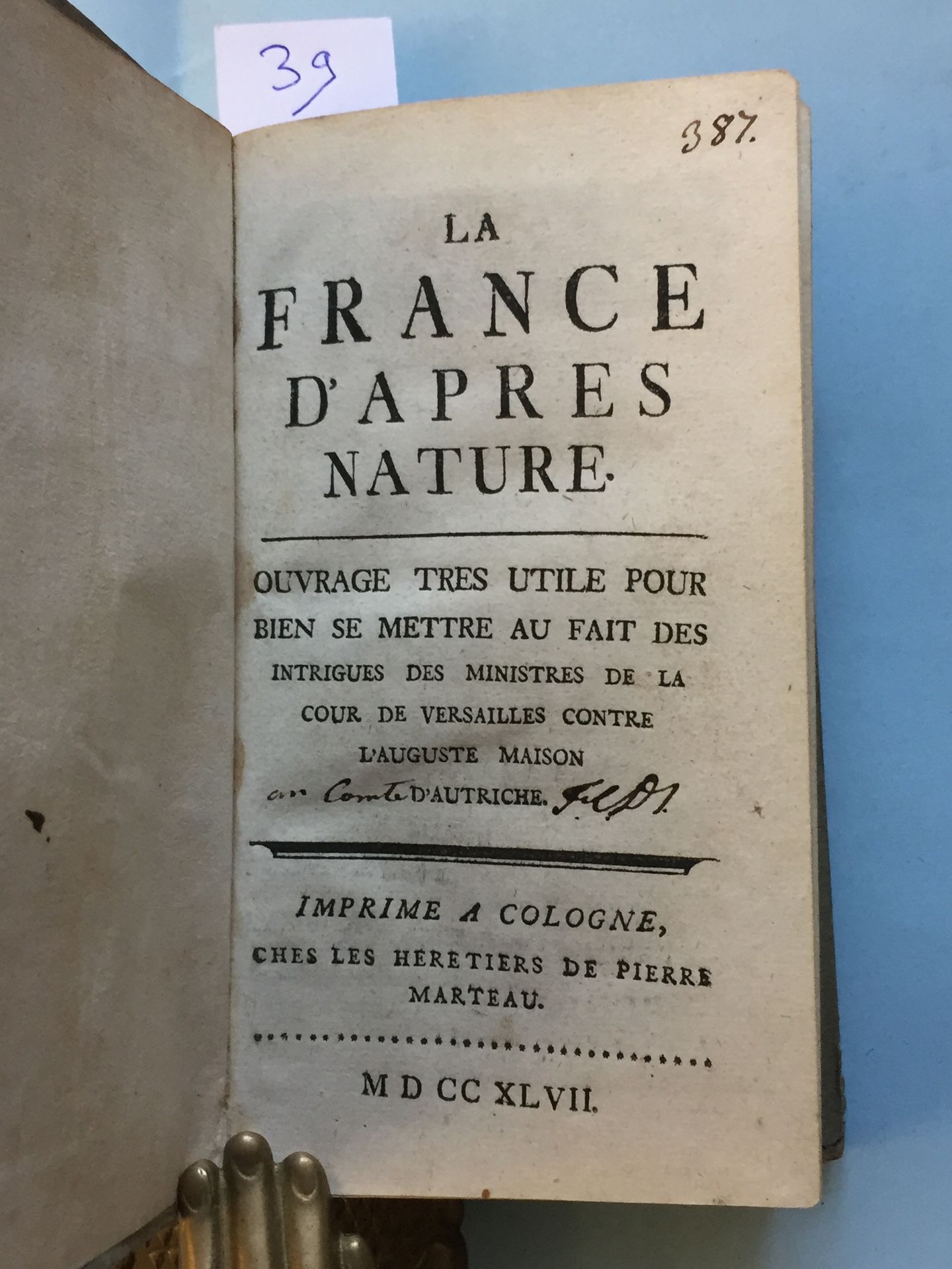 Null ANONIMO - La France d'apres nature Ouvrage très utile pour se mettre au fai&hellip;