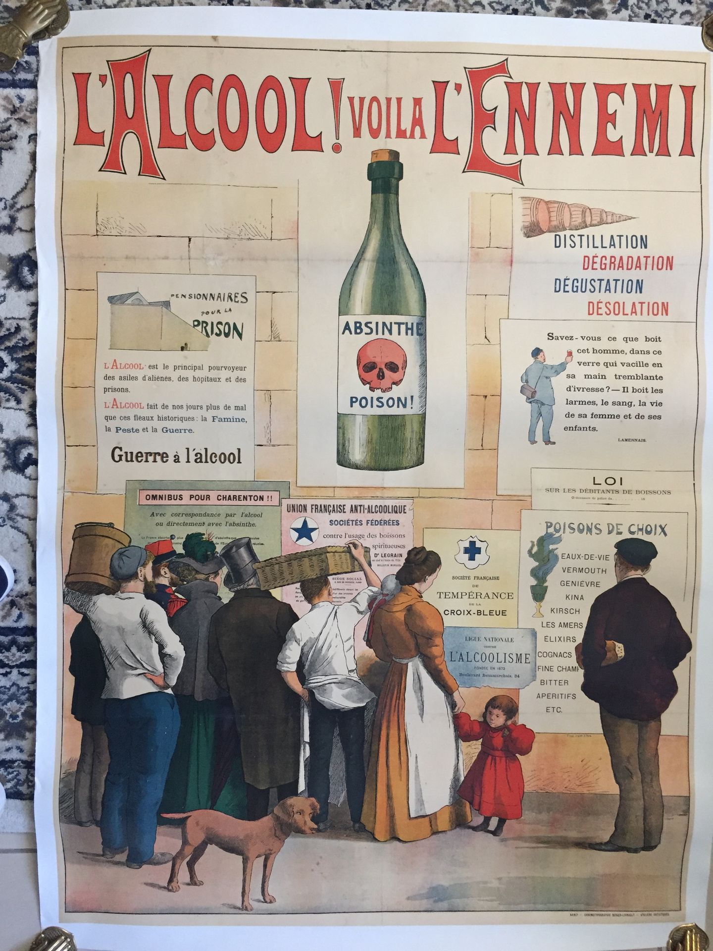 Null ALCOHOL - ALCOHOLISMO - ¡Alcohol! Es el enemigo. Gran cartel impreso en col&hellip;