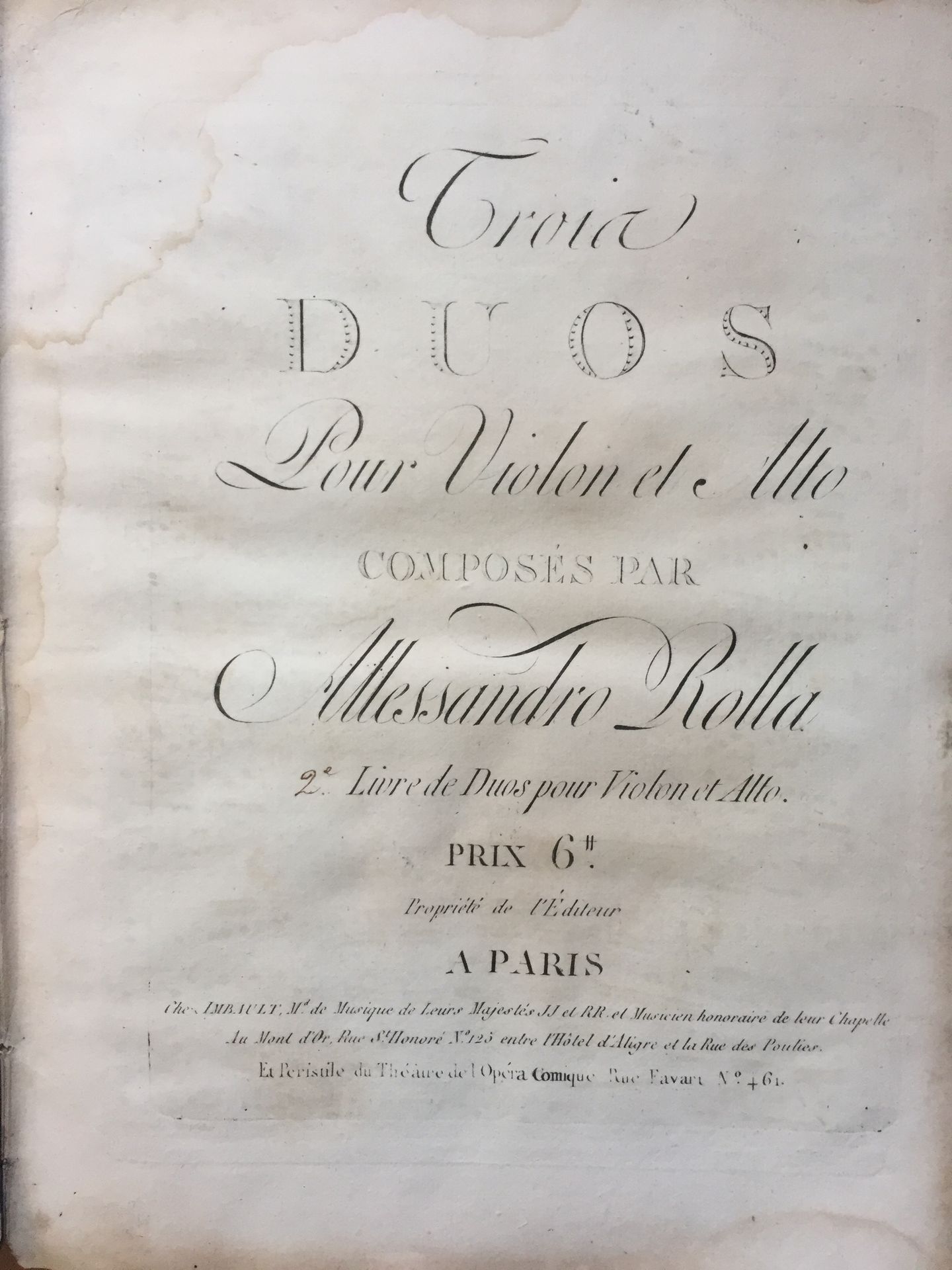 Null MOZART (W.-A.) 1756-1791: Trois duos concertants pour violon et alto. Paris&hellip;