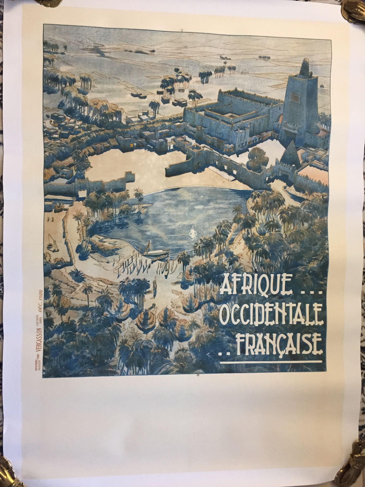 Null AFRIKA... Westlich... Französisch. Illustriertes Plakat, 1920. Druckerei Pu&hellip;