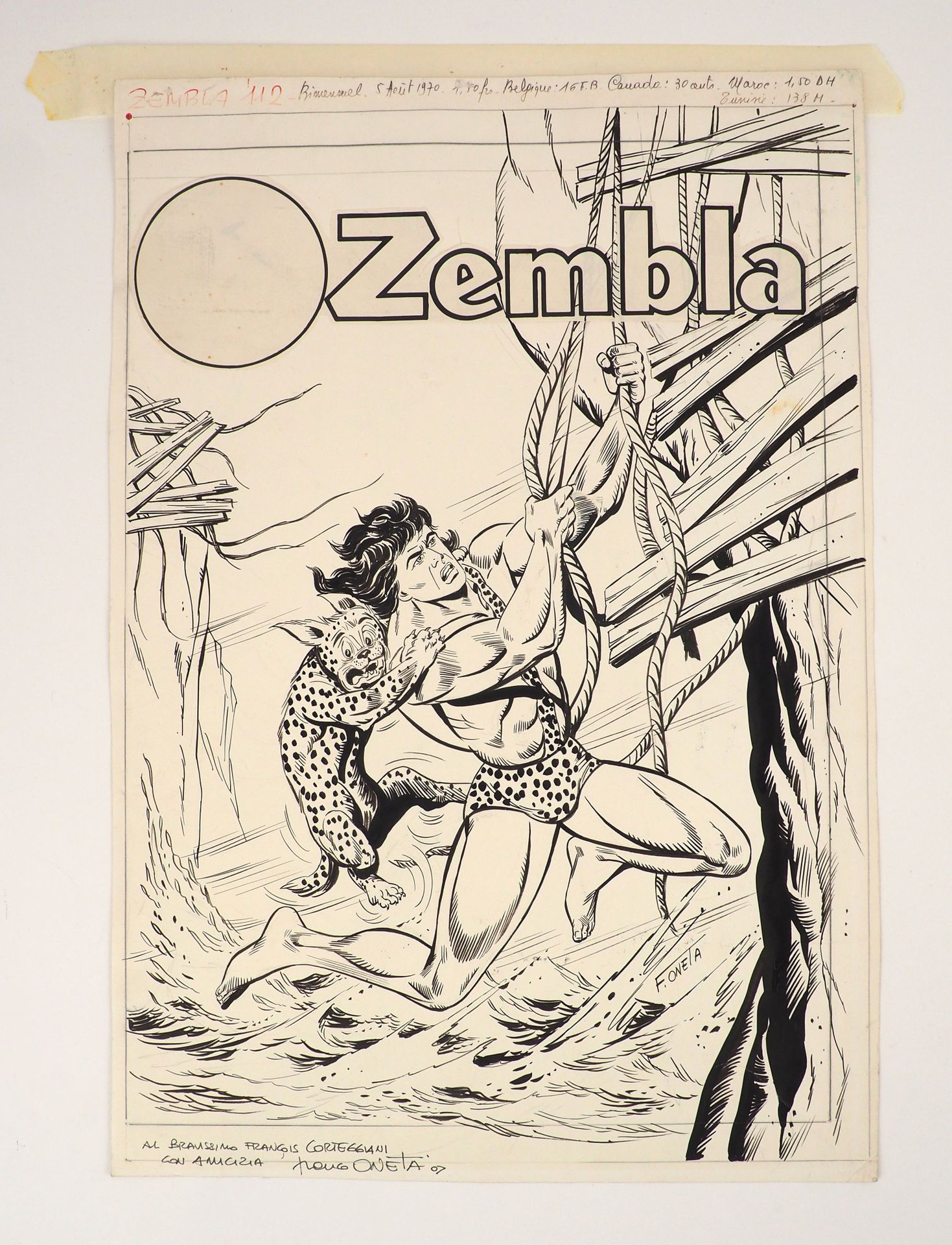 Null ONETA Franco
赞比拉
Zembla 112的封面，Lug公司1970年出版的《囚犯的经历》。
右下方有印度墨水签名
背面上色
38 x 2&hellip;