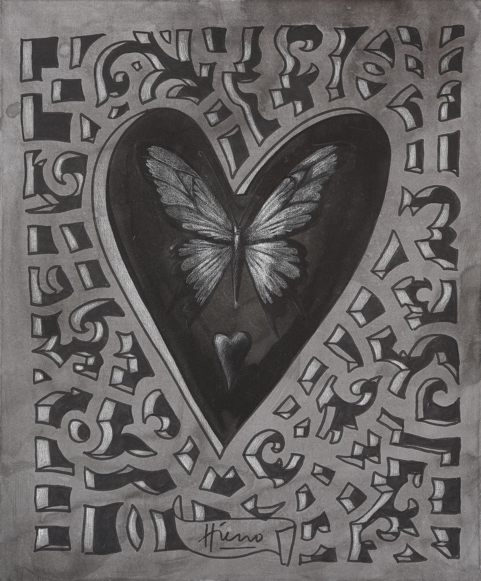 Jean-Antoine HIERRO (né en 1960) Butterfly.
Acryl auf Leinwand.
60 x 49 cm.
