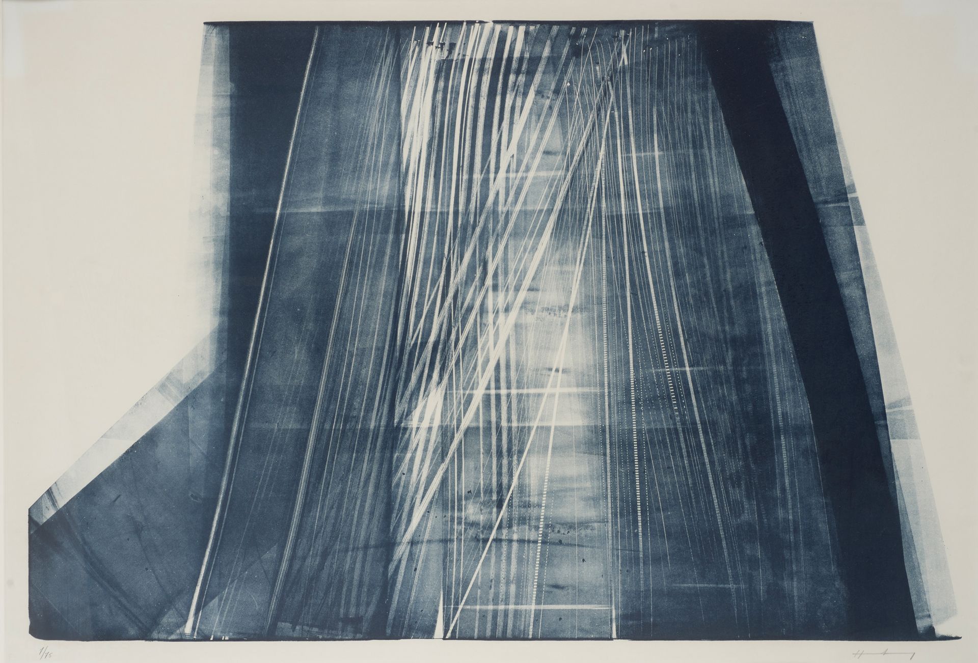 Hans HARTUNG (1904-1989) 组成L 1973-5，1973年。
纸上石版画。
右下方有签名，左下方有编号。
86 x 58.5厘米。
在玻&hellip;