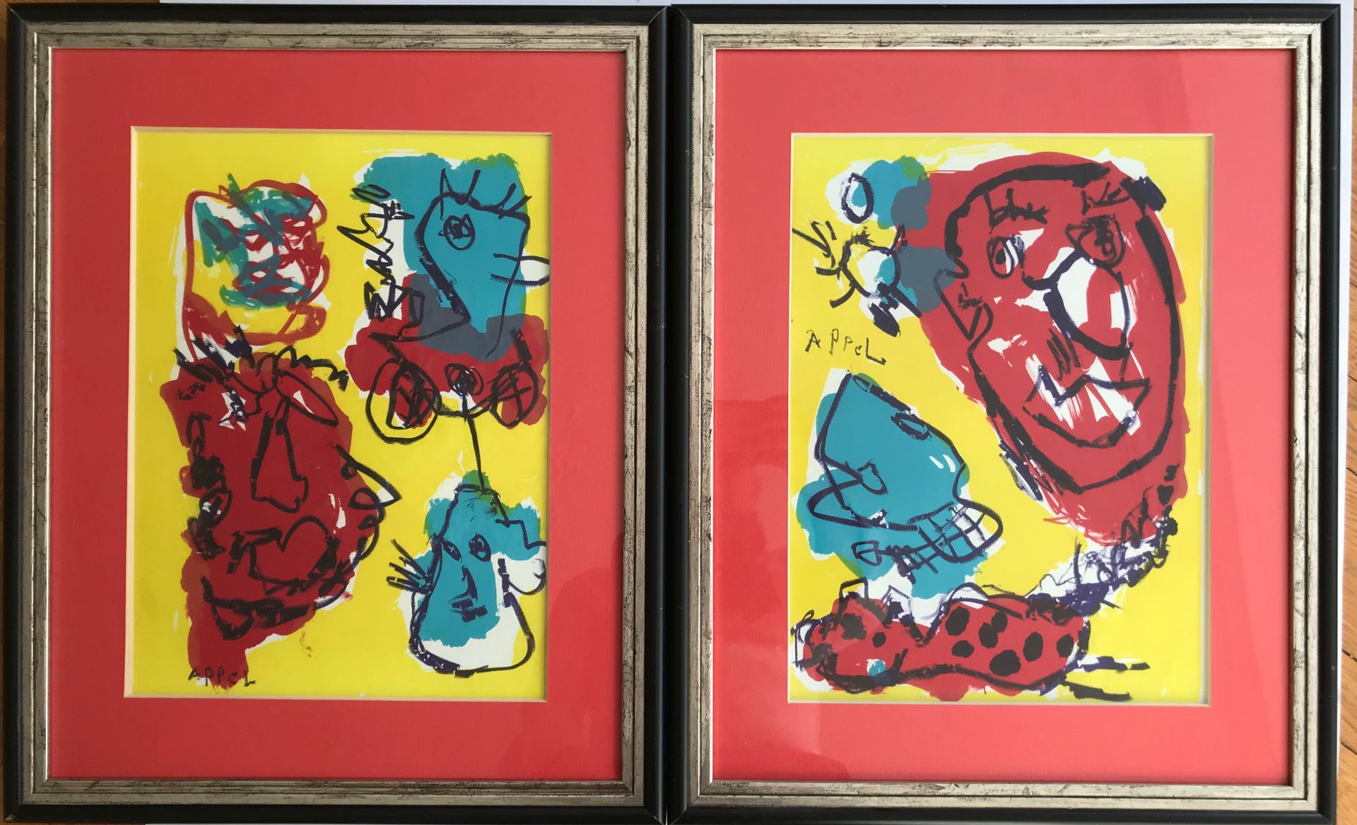 Null Karel APPEL (Holland, 1921-2006) 
Diptych of characters 
Lithographs 
40 x &hellip;