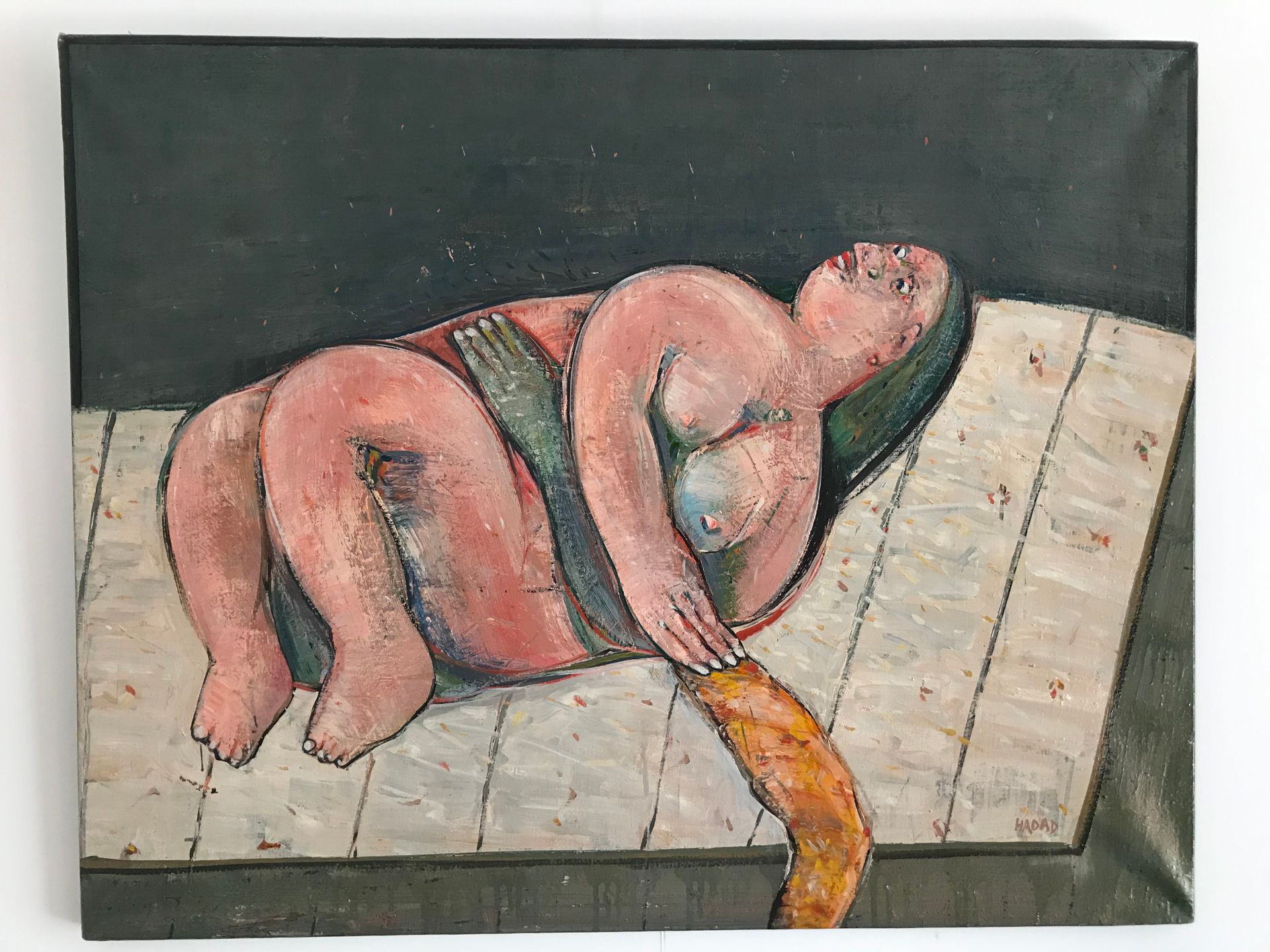 Null Abraham HADAD (Iraq, 1937) 
Donna nuda reclinata, 1987 
Olio su tela 
Firma&hellip;