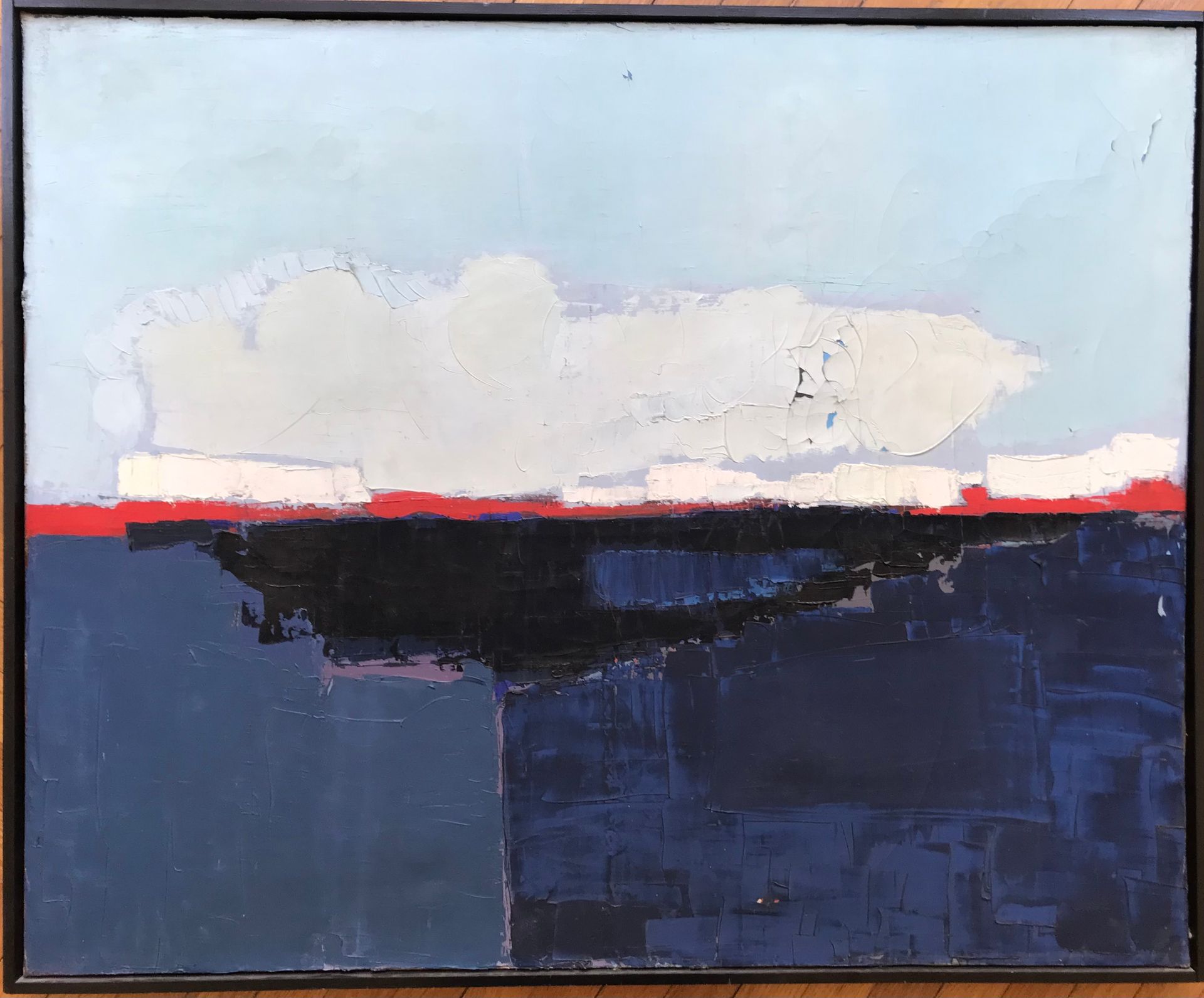 Null Jacques BOUFFARTIGUE (1921-1986) 
海洋，1968年 
布面油画 
背面有标题和日期 
81 x 100厘米 
裂缝