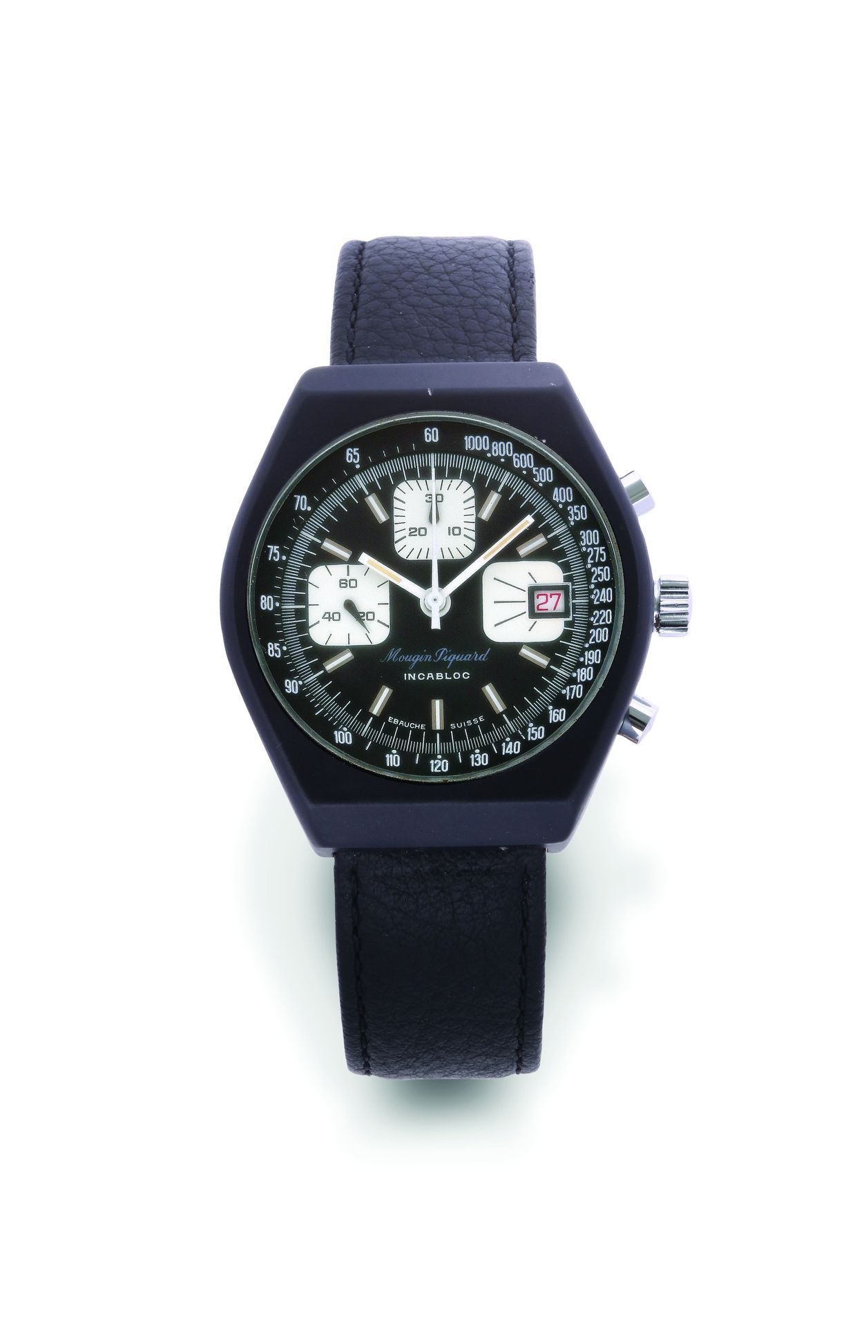 MOUGIN PIQUARD Steel sports watch with mechanical movement - Black anodized stee&hellip;