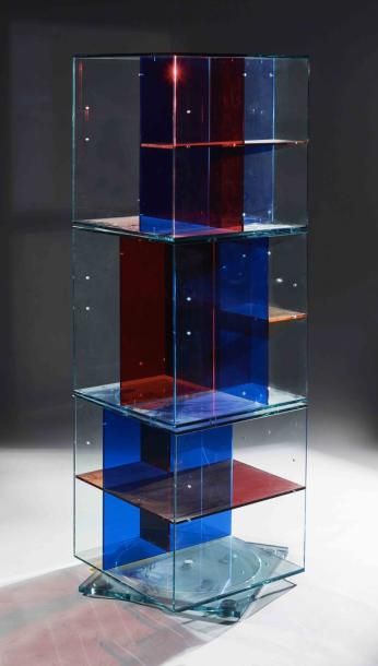 Jean Nouvel (né en 1945) Bibliothèque tournante constituée de plaques de verre p&hellip;