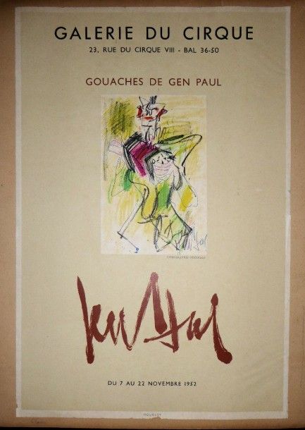 GEN PAUL Gen Paul - Affiche Exposition "Gouaches de Gen Paul" Galerie du Cirque &hellip;