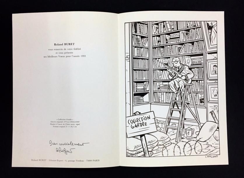 CHALAND Carte de voeux de librairie Roland Buret pour l'année 1993, tirage à 500&hellip;