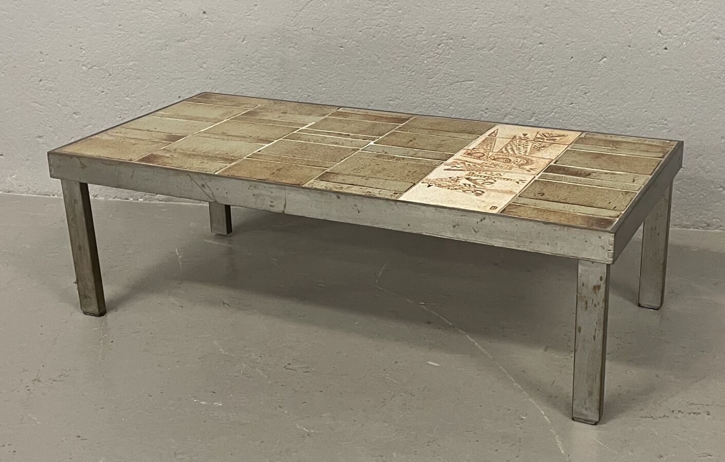 Null Roger CAPRON (1922-2006) - Vallauris 
Rectangular coffee table with steel s&hellip;