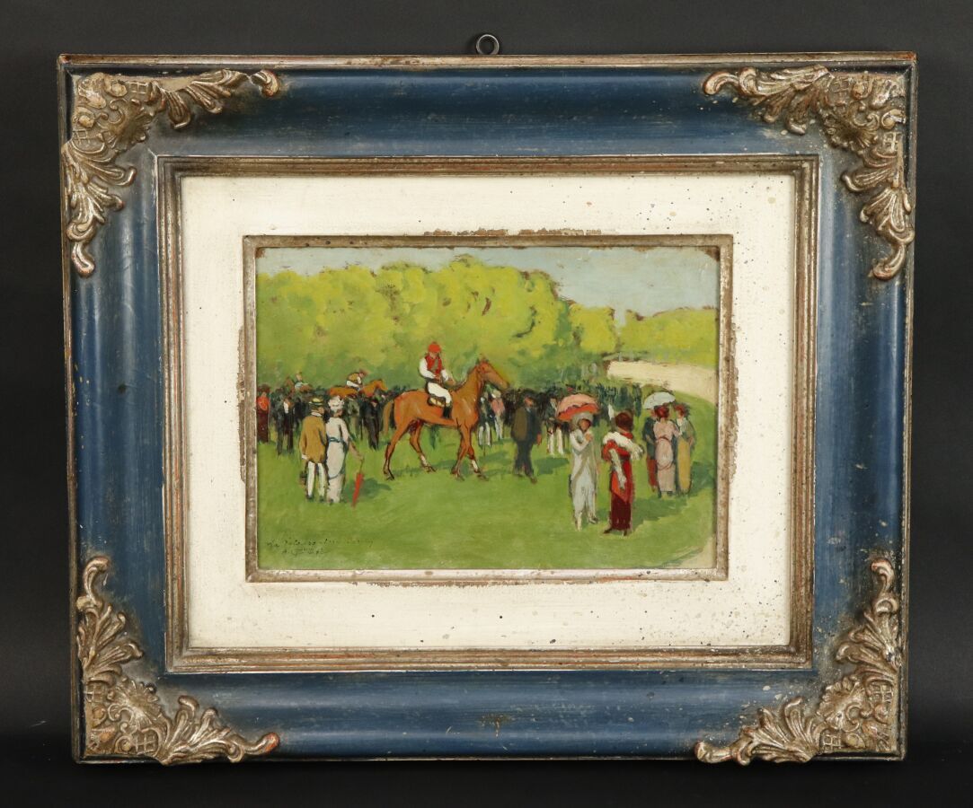 Null 奥古斯丁-格拉斯-米克(1873-1963)
"马赛博雷利公园的草坪》，纸上油画，裱在纸板上，左下角有签名和位置
尺寸：16.5 x 23.5 cm &hellip;