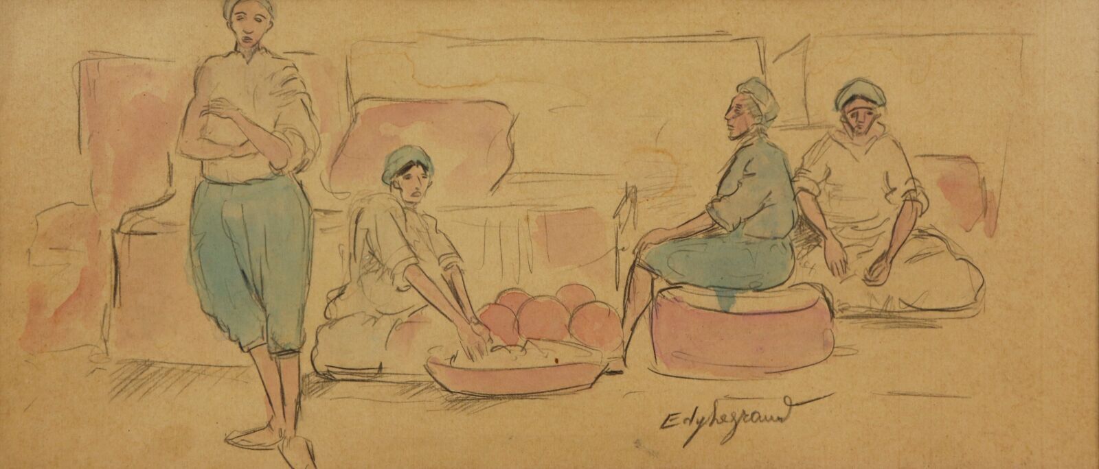 Null Edy LEGRAND (1892-1970)
"Le repas en Orient", aquarelle et crayon sur papie&hellip;