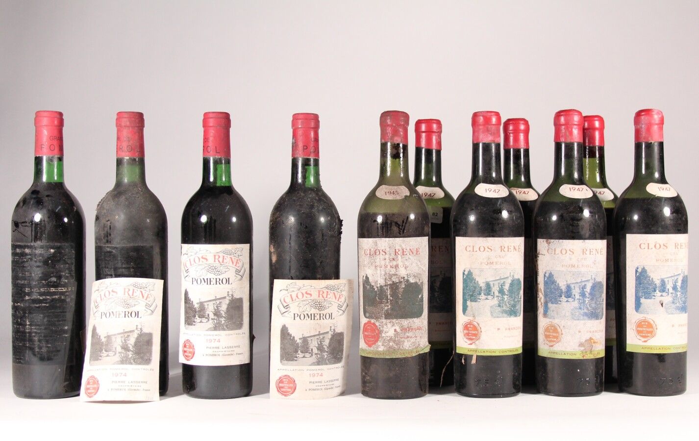 Null 
1947 - Clos René




Pomerol - 4 Flaschen (niedrige Lage, eine ohne Etiket&hellip;