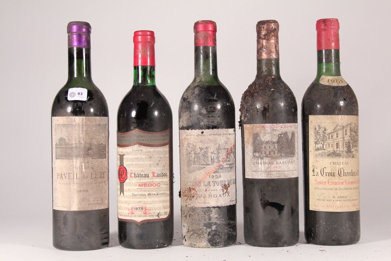 Null 1967 - La Croix Chantecaille

圣埃米利永 - 1瓶 (只是)

1975年--兰顿酒庄

梅多克 - 1瓶

1962年&hellip;