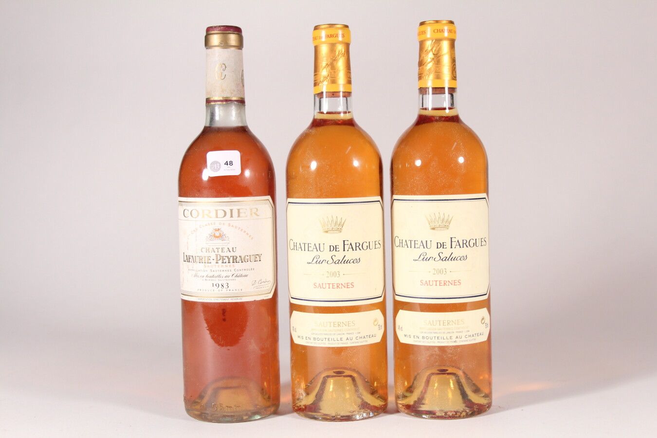 Null 2003 - 法尔格酒庄

苏特恩白葡萄酒 - 2瓶

1983年--拉法里-佩拉盖酒庄（Chateau Lafaurie Peyraguey）。

&hellip;
