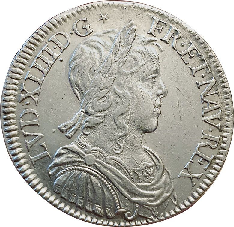 Null Luigi XIV. Mezzo scudo con fusibile lungo. 1652 A. Parigi. 13,58grs. Gad.16&hellip;