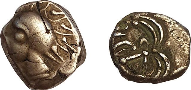Null 2枚硬币:Volques Tectosages Drachma，头部呈三角形（1.47克），Tolosates Drachma，头部呈黑褐色（3.37&hellip;