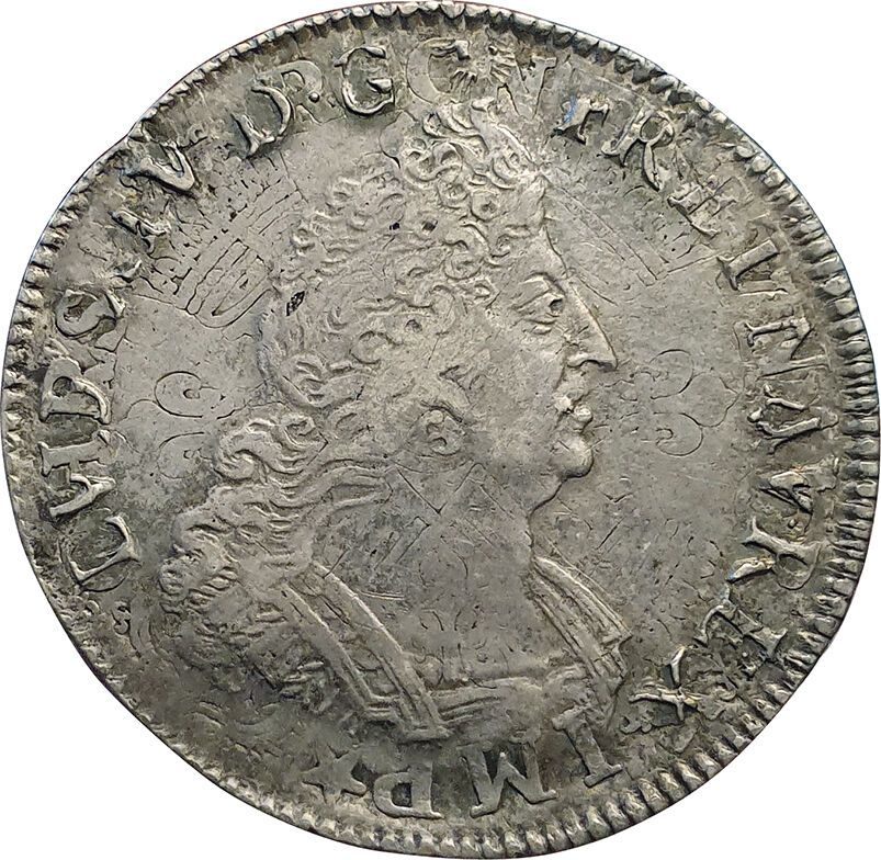 Null Ludwig XIV. Halber Taler mit Palmen. 1694 Besançon. 13,3grs. Gad.185. TTB