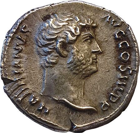Null Hadrian. 117-138. Denarius. R/ FIDES PVBLICA. Fidelity standing holding two&hellip;