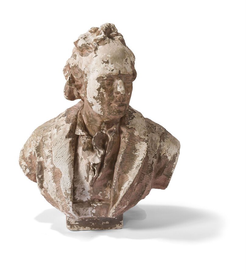 Null Buste d'homme en terre cuite patiné

XIXème siècle

H.: 70 cm, L.: 53 cm

(&hellip;