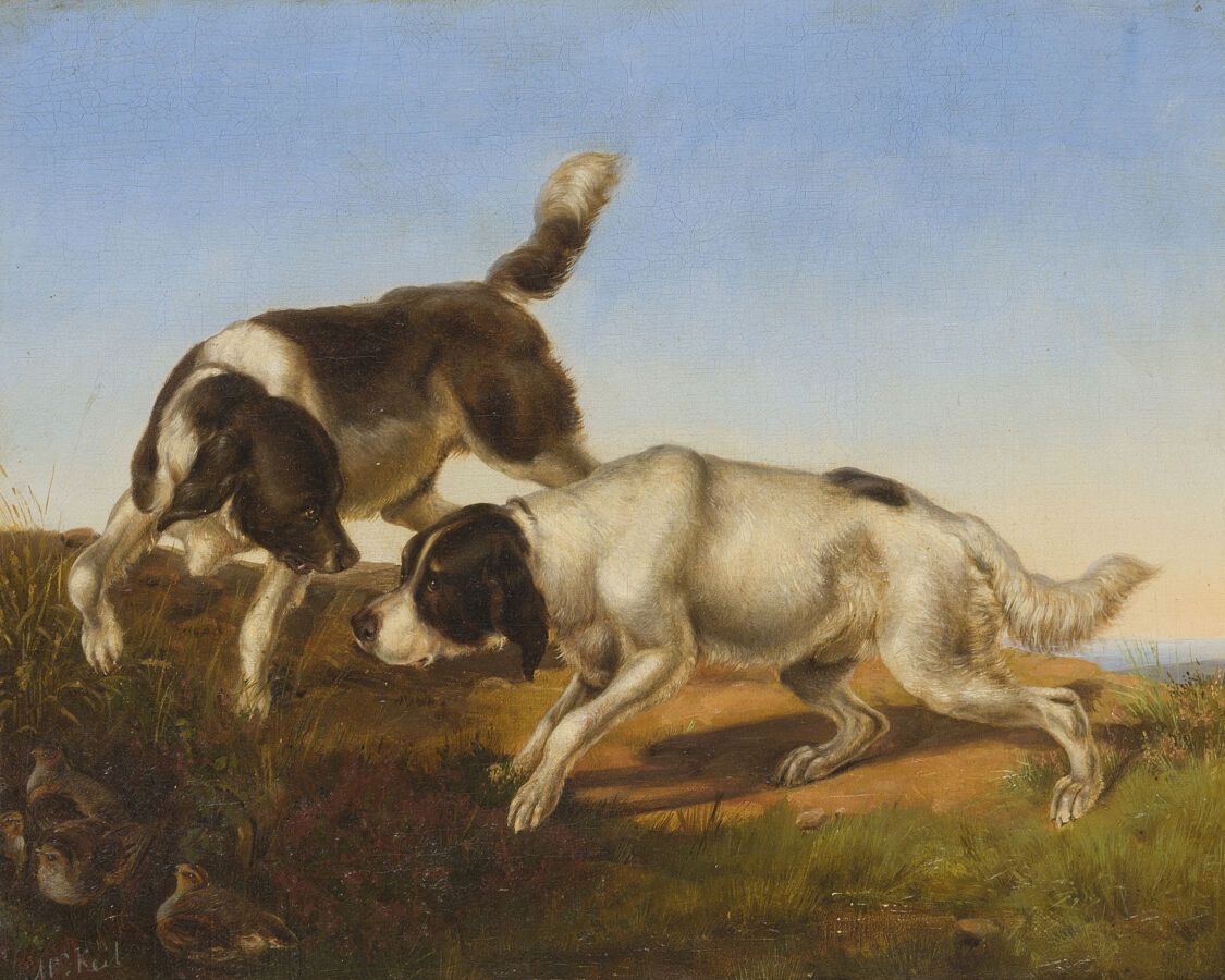 Null 弗里德里希-威廉-基尔(Friedrich Wilhelm KEYL) (1823-1871)

英国赛特犬饲养鹧鸪

布面油画，左下方有签名。

3&hellip;