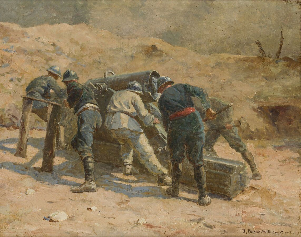 Null 让-雅克-贝勒库尔 (1874-1939)

炮手在工作，1918年

布面油画，右下方有签名和日期 "1918"。

33 x 41厘米。