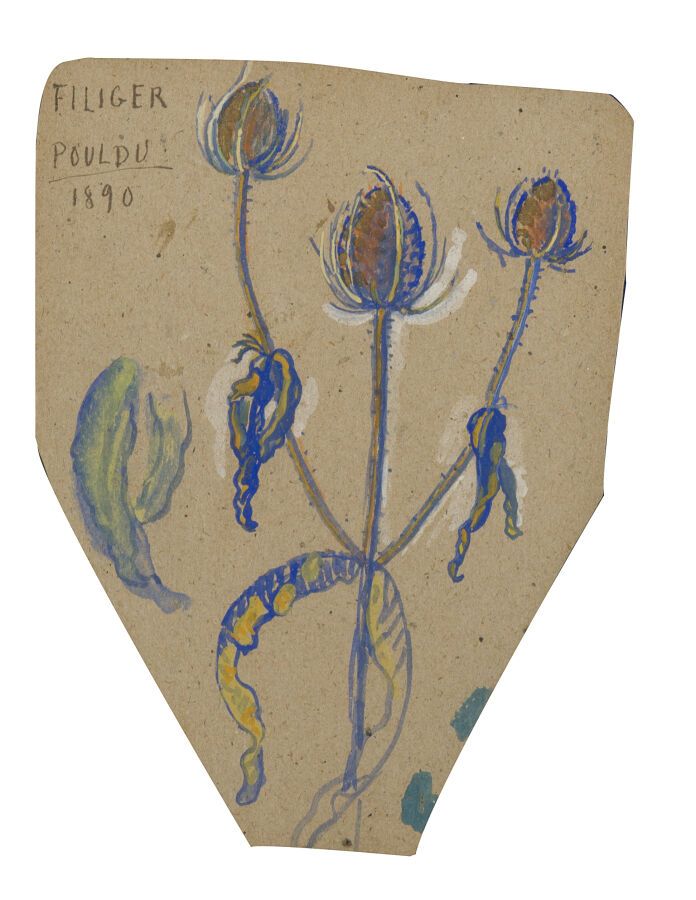 Null 查尔斯-菲利格 (1863-1928)

蓟州，1890年

纸板上的水粉画，形式为徽章，左上角有签名、日期和位置 "Pouldu 1890"。

1&hellip;
