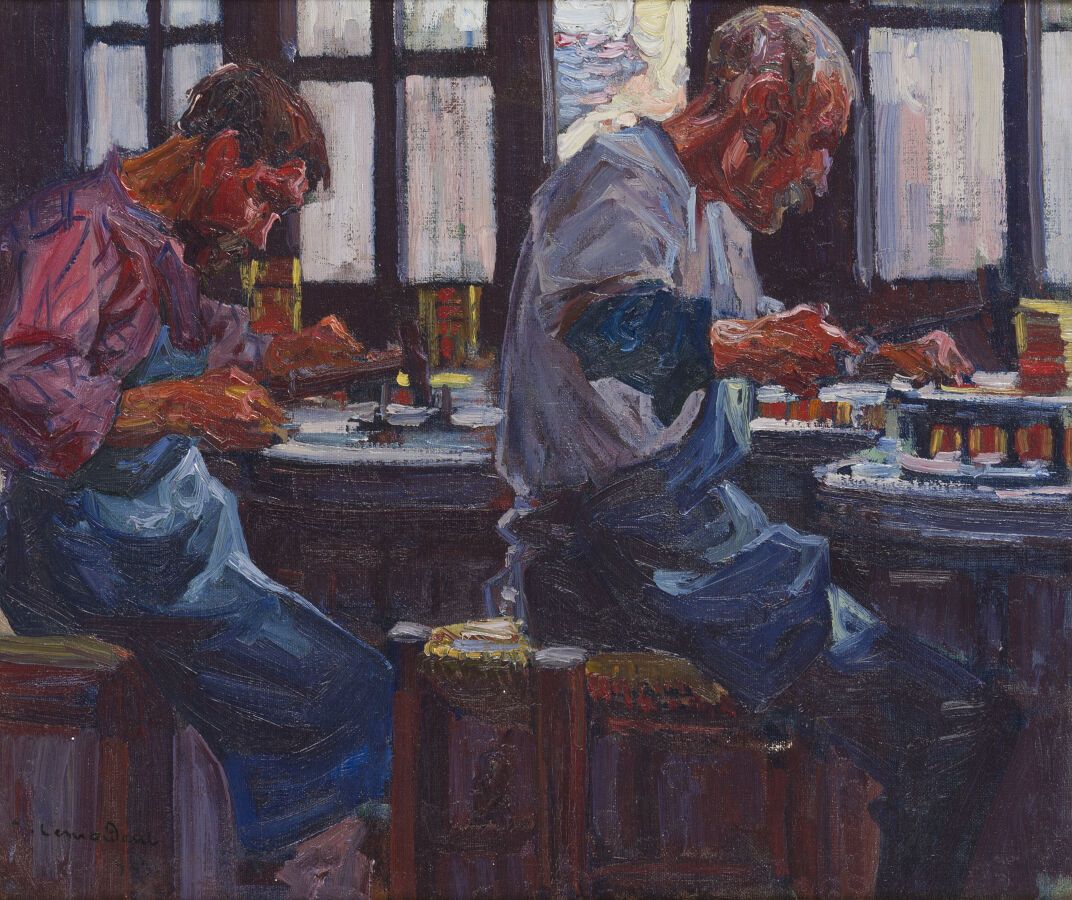 Null 让-朱利安-莱莫丹(Saint-Malo, 1878-Paris, 1968)

车间里的工人，1913年

布面油画，右下方有签名，日期为1913年&hellip;