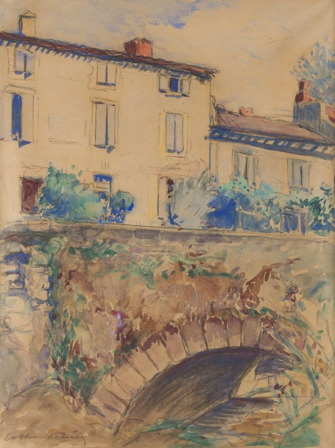 Null 埃米尔-奥通-弗里兹（1879-1949年）

房子和老桥

水彩画，左下方有签名。

63 x 47 厘米