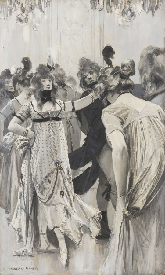 Null 弗朗索瓦-弗拉芒（巴黎，1856-1923）。

令人难以置信和奇妙的。指挥部下的舞会

左下角有签名的油画格里赛尔画。

63 x 38厘米。

在&hellip;