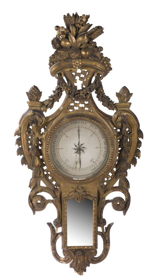 Null BAROMETER IN GILDED WOOD

decorated with garlands and trellises.

(Accident&hellip;