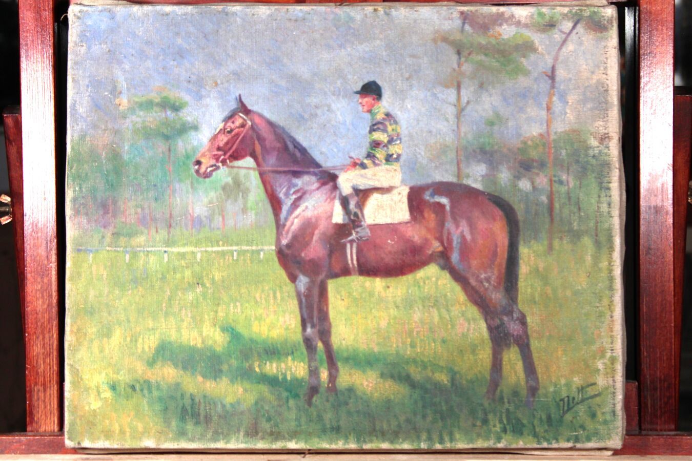 Null 奥德特-杜兰德（1885-1972），人称DETT

"一匹赛马的画像

布面油画，右下角有签名

33 x 41,5 cm