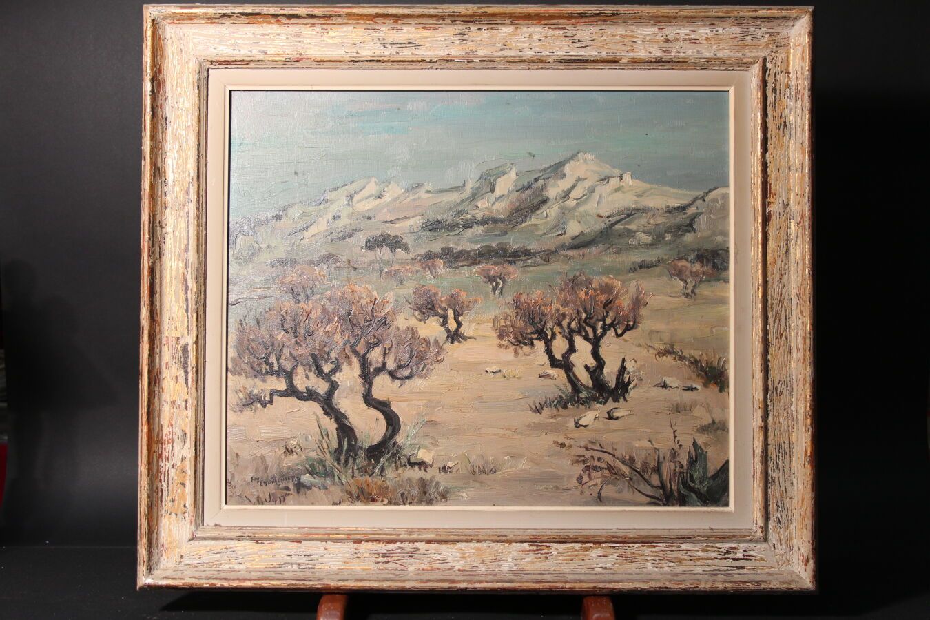 Null Ely LAUMONIER (生于1895年)

"普罗旺斯景观"。

布面油画，左下角有签名

 46 x 55 厘米

装在一个模制和油漆的木框里
