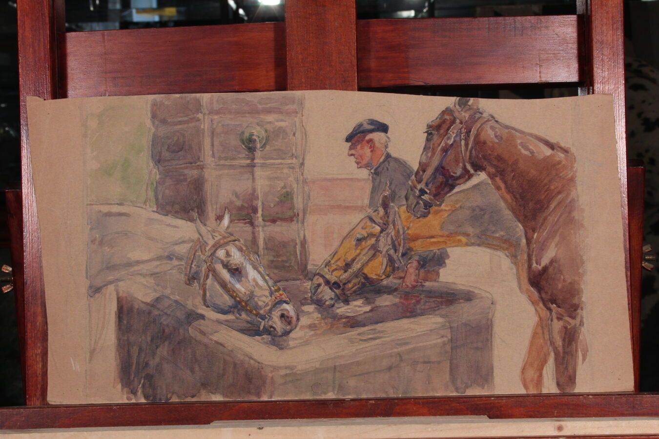 Null Odette DURAND (1885-1972) genannt DETT

"Pferde am Brunnen"

Aquarell

25 x&hellip;