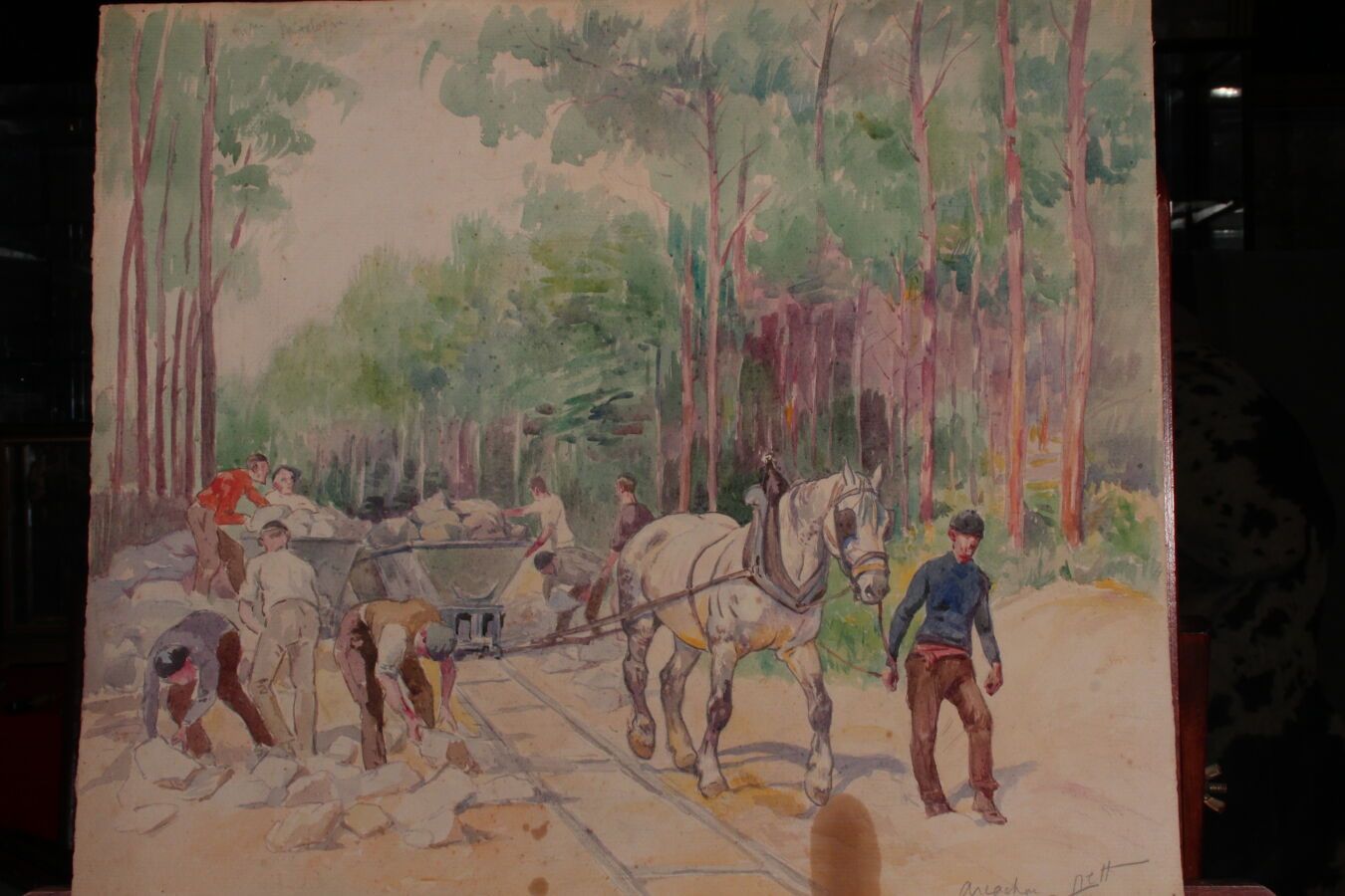 Null 奥德特-杜兰德（1885-1972），人称DETT

"Arcachon, route du Pyla"。

右下角有签名的水彩画

43,5 x 5&hellip;