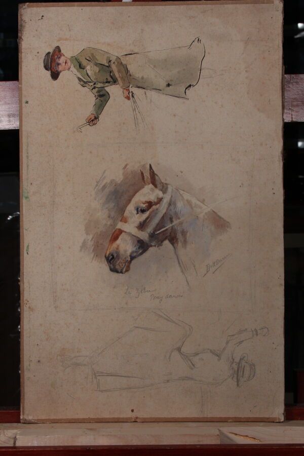 Null 奥德特-杜兰德（1885-1972），人称DETT

签名的纸板上的Marouflaged研究表

48 x 30厘米

附上 "马头"。

纸板上的&hellip;