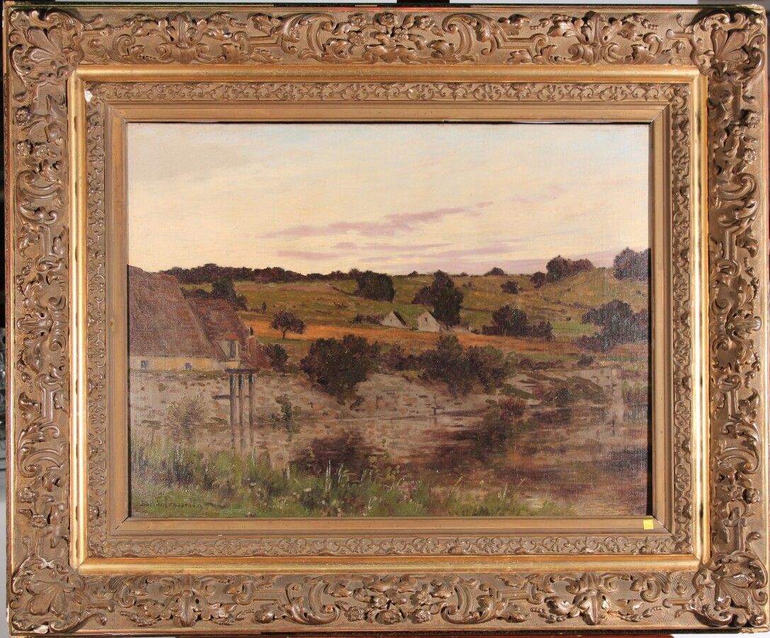 Null Albert GOSSELIN (1862-1931/40) 

"The hamlet".

Oil on canvas, signed lower&hellip;